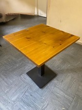 Square Wooden Dining Table with Black Pedestal Base – Restaurant Café Bar Home 