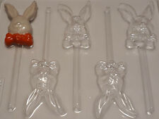 5 CAVITY CUTE BUNNY RABBIT CHOCOLATE, LOLLIPOP MOULD EASTER BUNNY