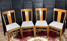 Set of 4 Vintage Oak T-Back
