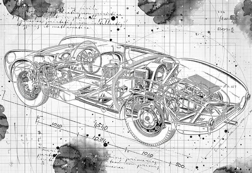 James dean drawing porsche - drawing,
