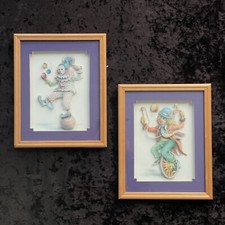 Pair Of Vintage Decoupage 3D Artwork Rob Pohl Signed Art in Box Frames FREEP&P