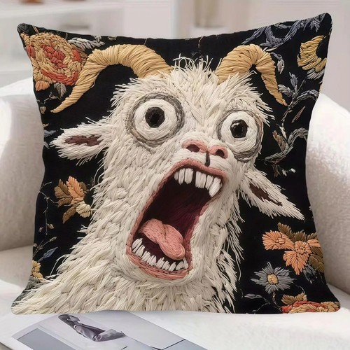 Screaming goat pillow cover - goat,