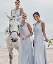 Stacees A-line Chiffon Bridesmaid Dress V Neck Floor-Length - UK 8