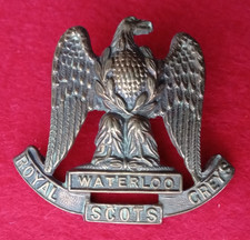 WWI / WWII Royal Scots Greys Regiment Brass Cap Badge.    A1-8