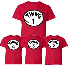 Thing One 1 And Thing Two 2 Unisex Kids T-Shirt Funny Book Day Costume Xmas