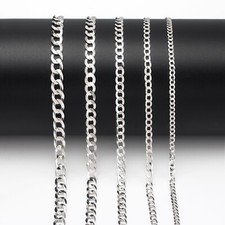 Italian Style Heavy Solid 925 Silver Sterling Curb Chain - For Men, Women & Boys