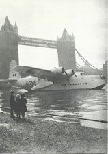 B&W RP of RAF Short S25 Sunderland Flying Boat Moored at Tower Bridge - Unused