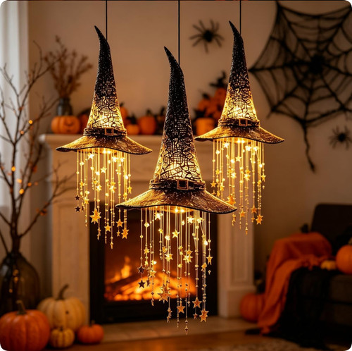 Lighted witch hat - hat, hanging