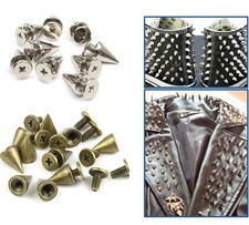Screwback Cone Studs 7mm x 13mm Punk Spike 50pcs for DIY Clothes Jackets Shoes