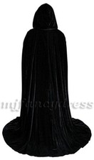 Adult Long Velvet Black Hooded