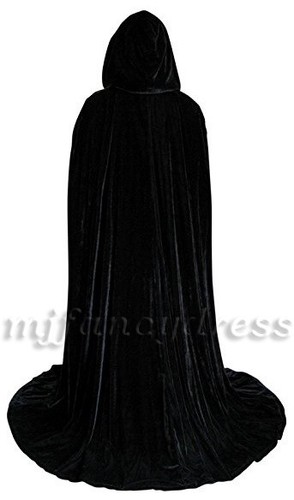 Adult long velvet black - adult, hooded