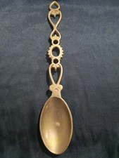 Vintage Brass Welsh Love Spoon. Uk Postage Only