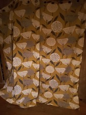 Dunelm Cotton EYELET Fully Lined Curtains mustard scandi 88" (44" x 2) 88" Drop