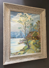OOAK Lakeside Cabin / Oil on