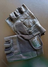 Lonsdale Size XL Black Leather Fingerless Training Gloves Weights Weightlifting