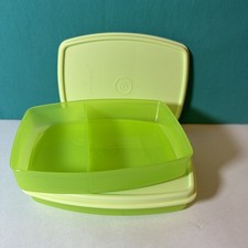 Tupperware Packette Divided Container Slimline Lunch Box Set 2 margarita green .