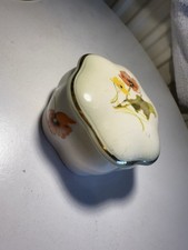 TRINKET/PILL DISH -ROYAL WORCESTER PALISSY- WHITE w. FLORAL PATTERN