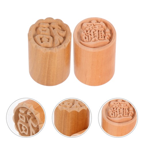 2pcs reusable wooden moon cake - wooden,