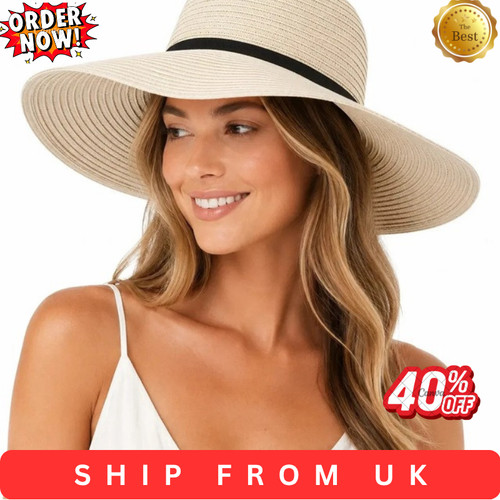 Ladies wide brim straw sun - brim, hat