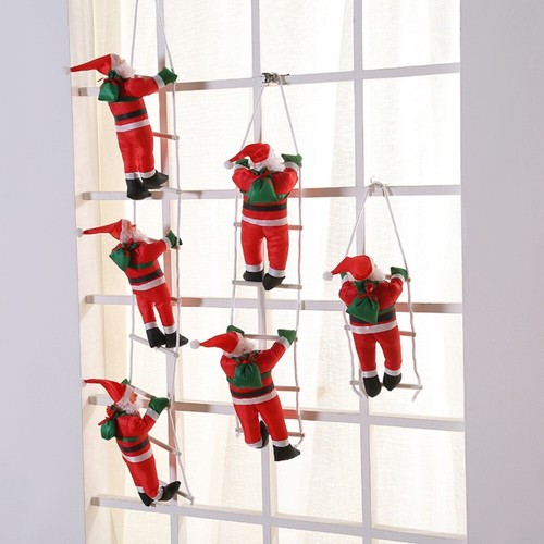 Santa claus climbing rope - on,