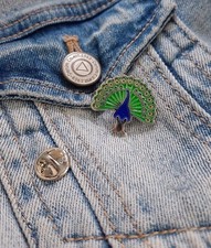 Peacock Bird Metal and Enamel