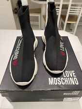 Love Moschino Crystal Logo Sock Trainers Size UK 6