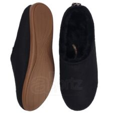 Black Slip on Mule Slippers Ladies Womens New Lined House Shoes UK Size M S L