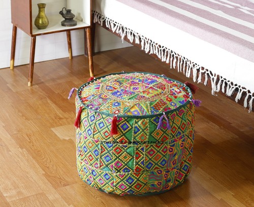 Indian pouf ottoman - indian,