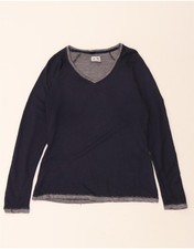 ADIDAS Womens Top Long Sleeve UK 12 Medium Navy Blue CQ30