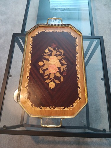 Vintage italian marquetry tray - italian,