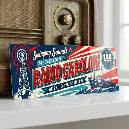 Radio caroline metal sign - radio,