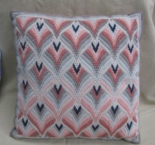 Vintage Bargello crewel work handmade  embroidered cushion 13'' x 13''
