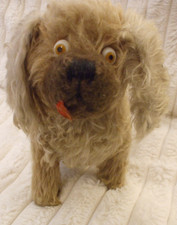 VINTAGE ANTIQUE? GOOGLY EYEDMOHAIR ? PEKINGESE DOG. TEDDY BEAR & DOLL FRIEND