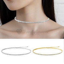 Tennis Necklace Cubic Zircon Iced Out Chain 925 Sterling Silver Women Jewellery