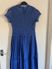 Coast Lace Detail Midi Dress In Cobalt Blue 