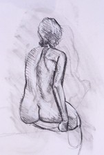 Nude Charcoal and Pastel Drawing Original Signed  30x40 Cm On Premium Paper