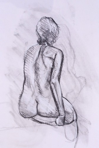 Nude charcoal and - and, pastel