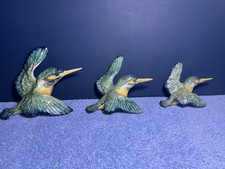 Beswick Flying Kingfisher Wall Plaques C.1945. Set of 3. Excellent Condition.