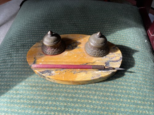 Antique double inkwell - antique,