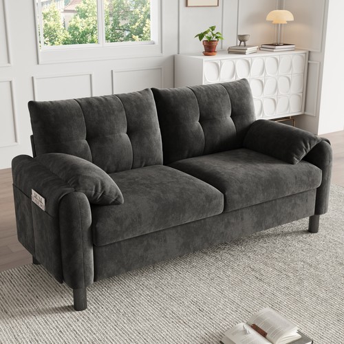 Seater sofa grey chenille - 2,