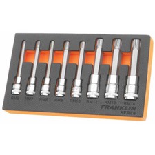 Long Ribe Bit Socket Set 3/8" & 1/2" Drive 8 Pcs Franklin Tools XFRL8