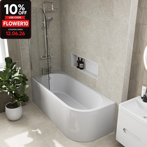 Shaped shower bath left - shaped, hand