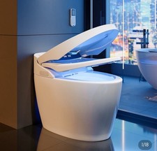 Luxury Automatic Smart  Toilet + Auto Open/Close Lid White - Horizontal Outlet  