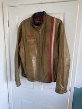 Dakota Tag Heuer Mens Leather Biker Jacket XXL special Edition Steve Mcqueen