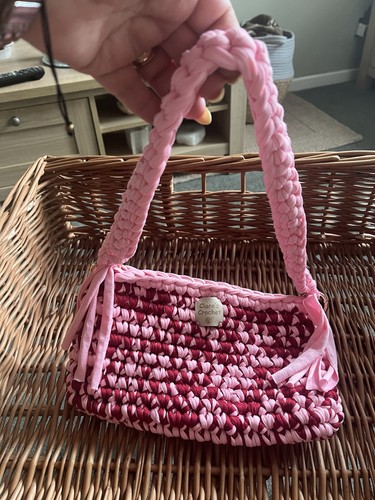 Crocheted shoulder bag with - shoulder,