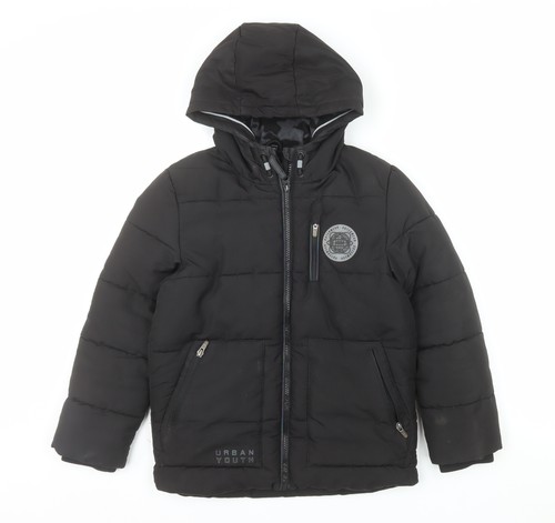 Boys black hooded puffer - f&f,