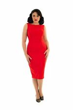 Hearts & Roses 60s Retro Vintage Red Wiggle Pencil Dress - UK Size 14 (L)