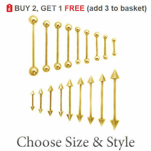 Gold straight barbell - gold,