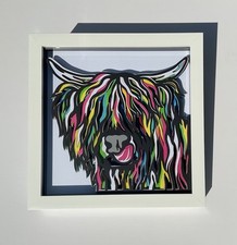 Highland Cow Picture, 3d Layered , Framed , Handmade Art