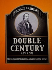 COTTAGE brewery beer pump clip DOUBLE CENTURY real ale badge CLOSED Somerset ikb